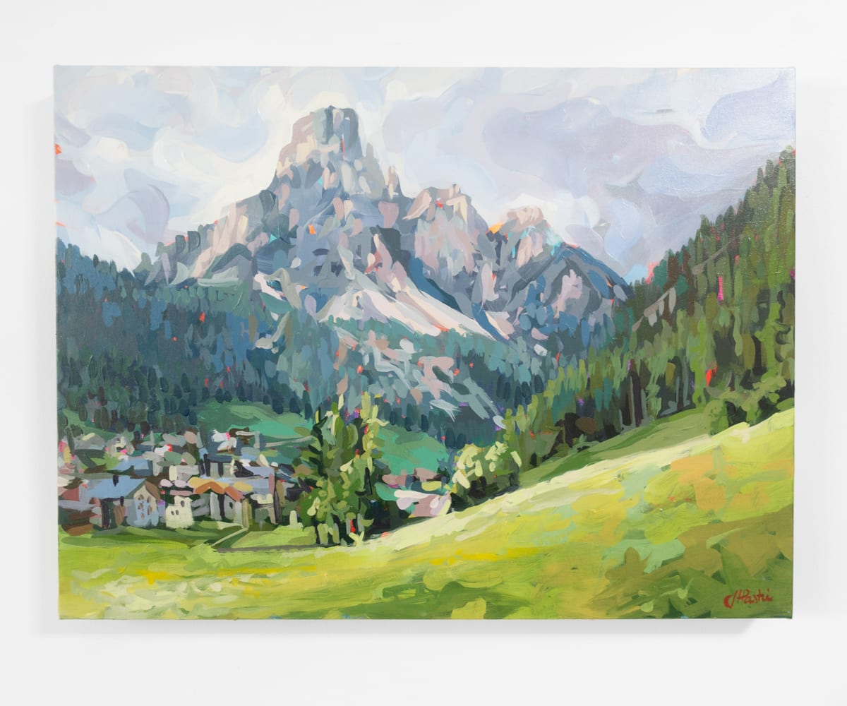 Original Painting of the Italian Dolomite Landscape in the town of Corvara by artist Joanne Hastie