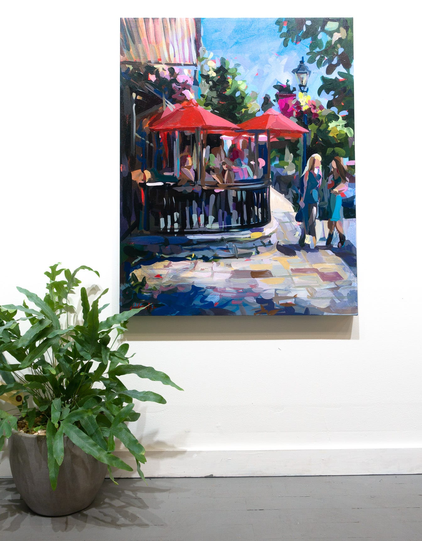 Original Painting of Vancouver street scene in West Vancouver, Dundarave Stroll