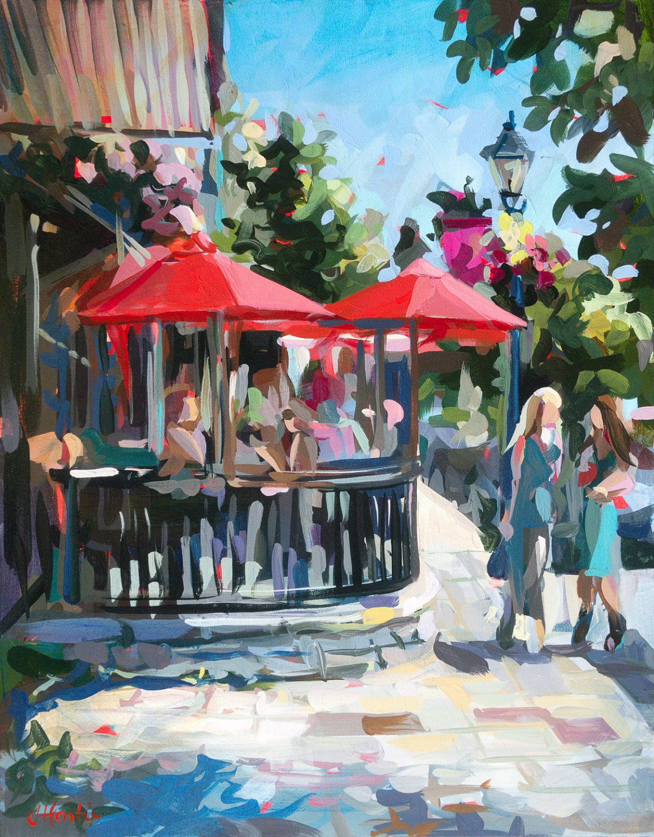 Original Painting of Vancouver street scene in West Vancouver, Dundarave Stroll