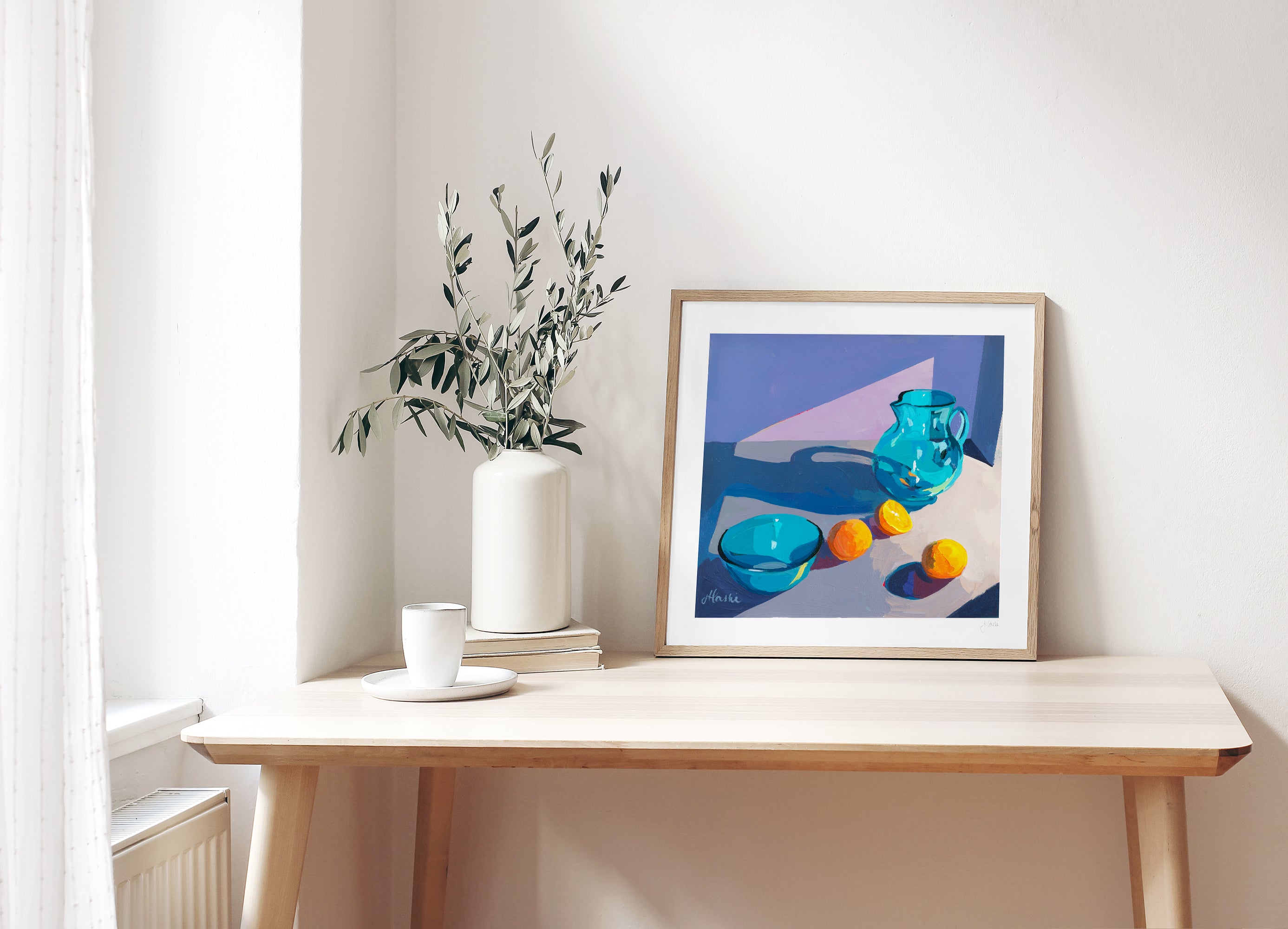 Blue Pitcher with Oranges no. 01 Print