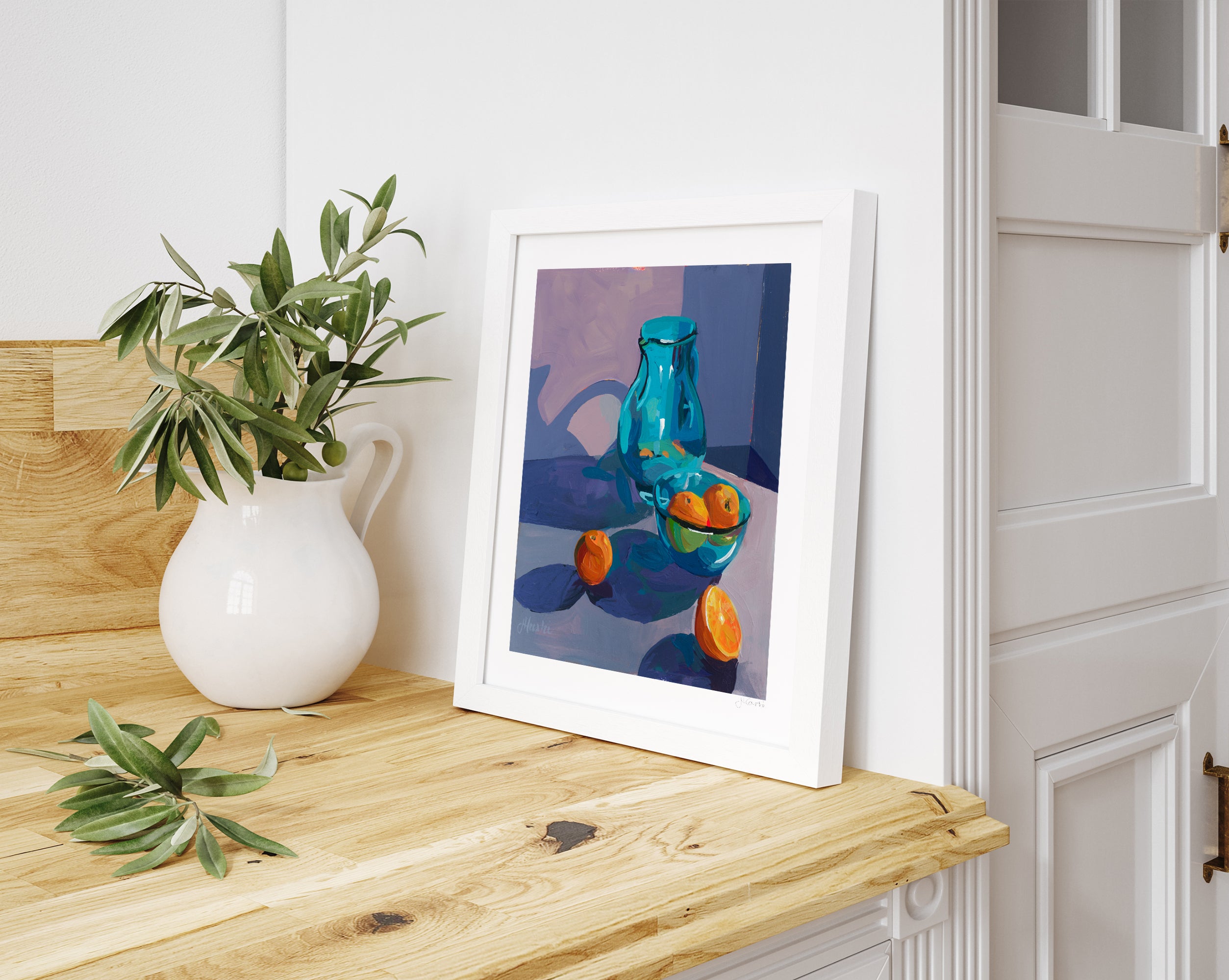 Blue Pitcher with Oranges no. 02 Print