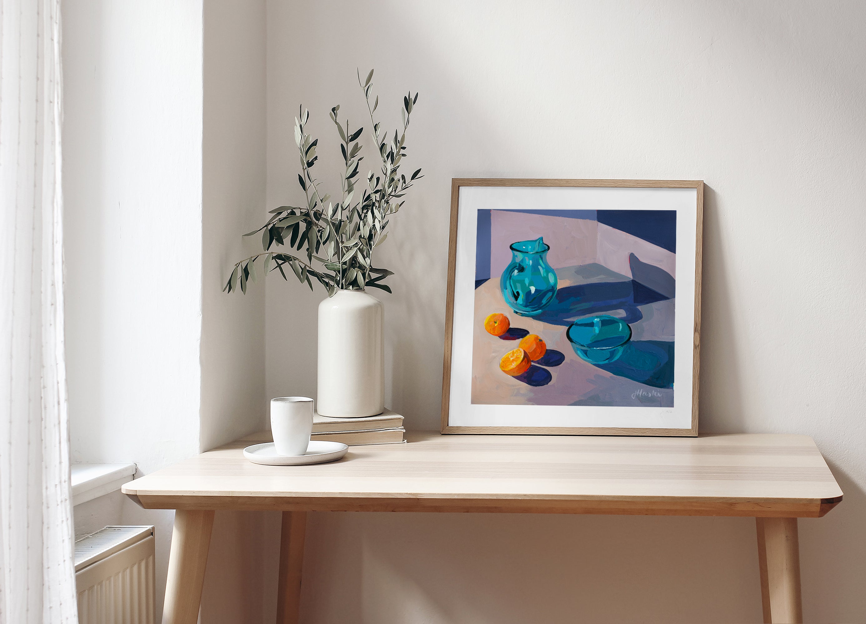 Blue Pitcher with Oranges no. 03 Print