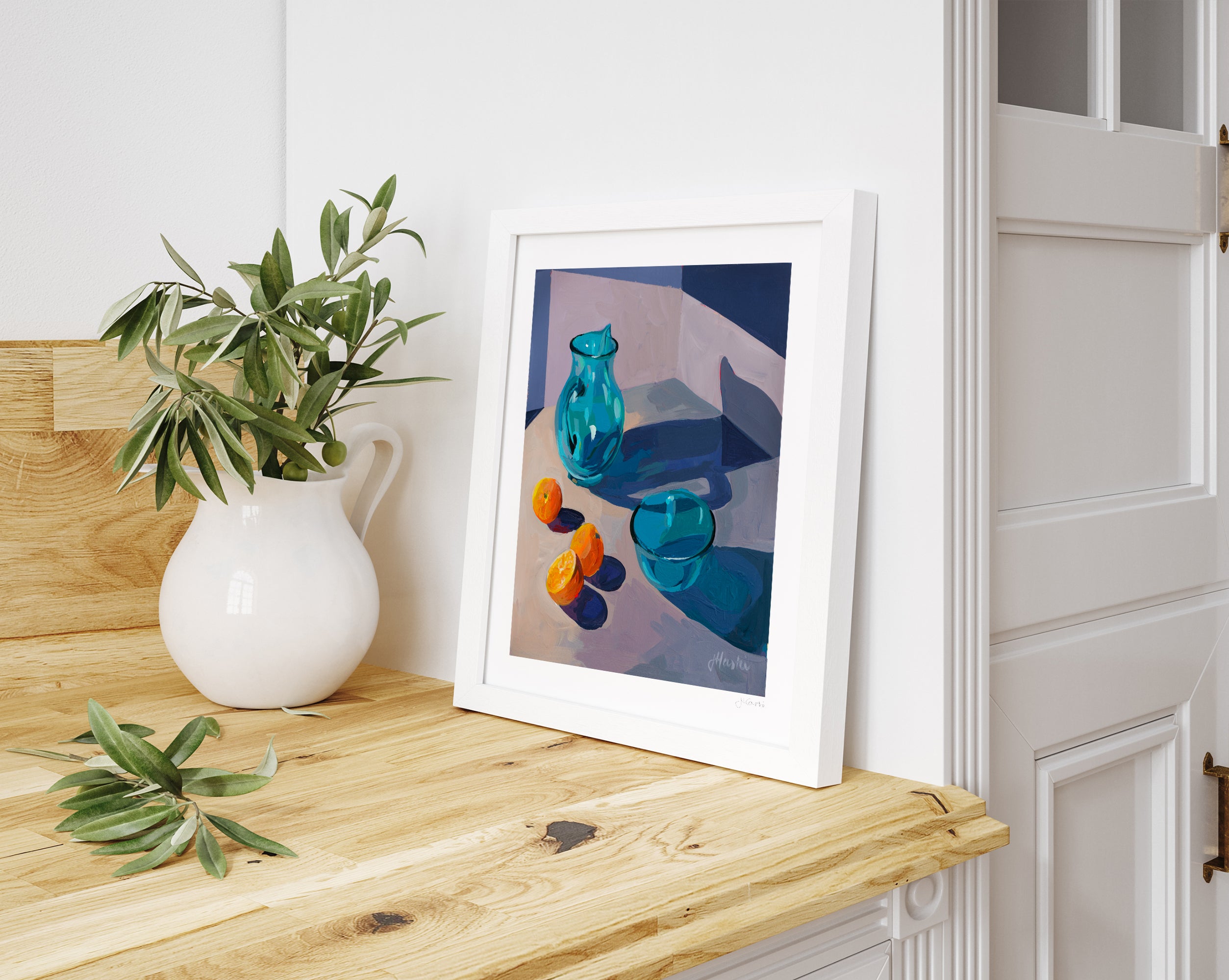 Blue Pitcher with Oranges no. 03 Print