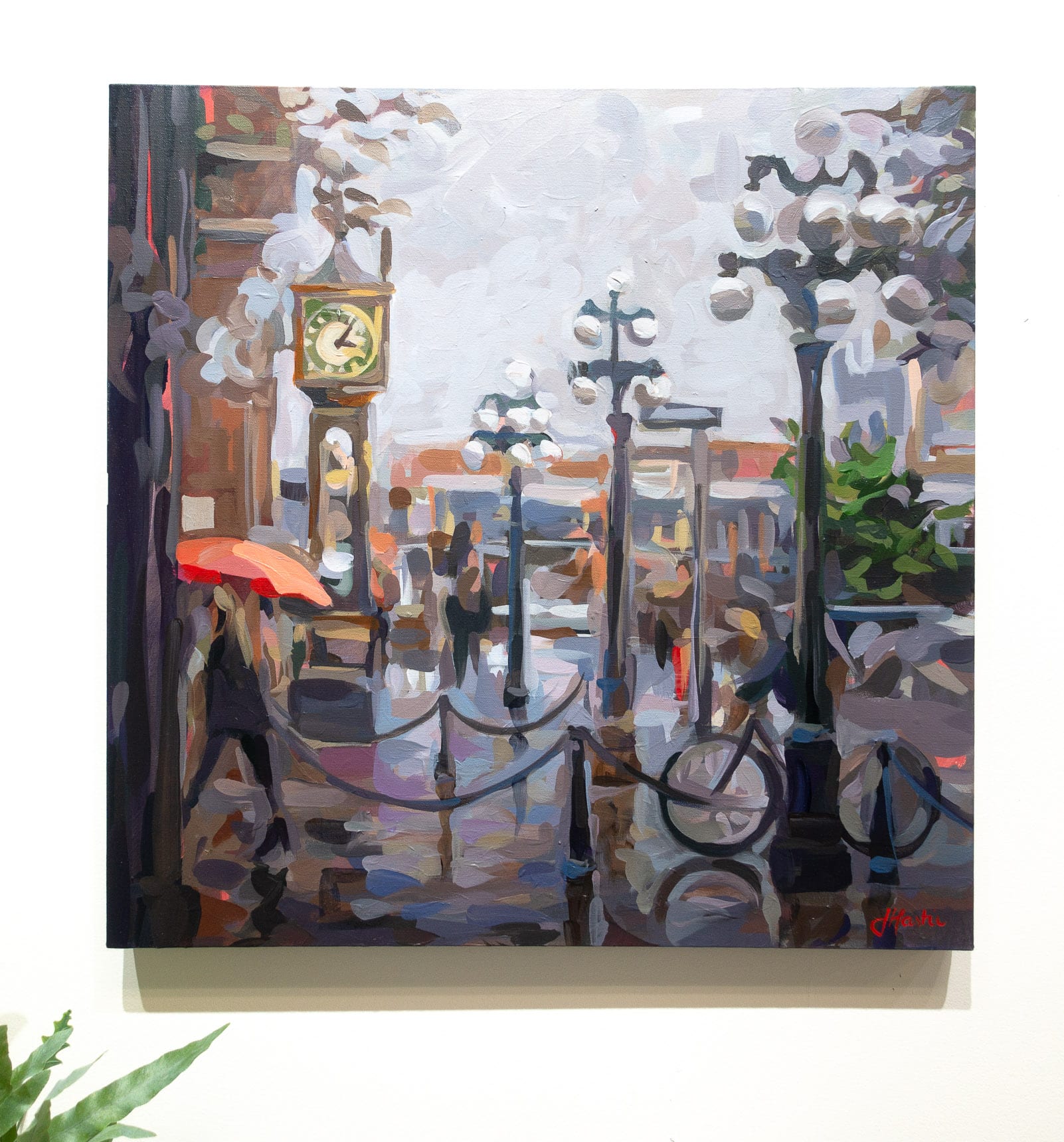 Painting of the Gastown Steamclock by Vancouver artist Joanne Hastie