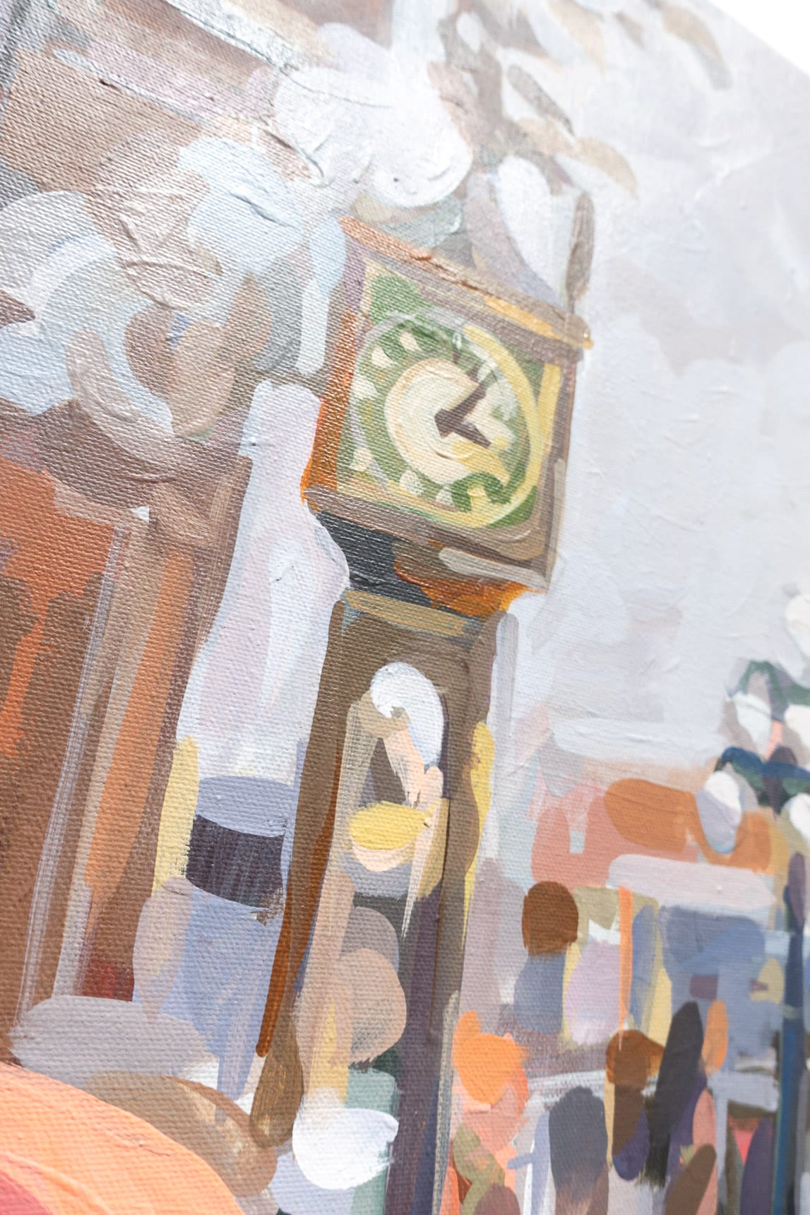 Close up of painting of the gastown steamclock