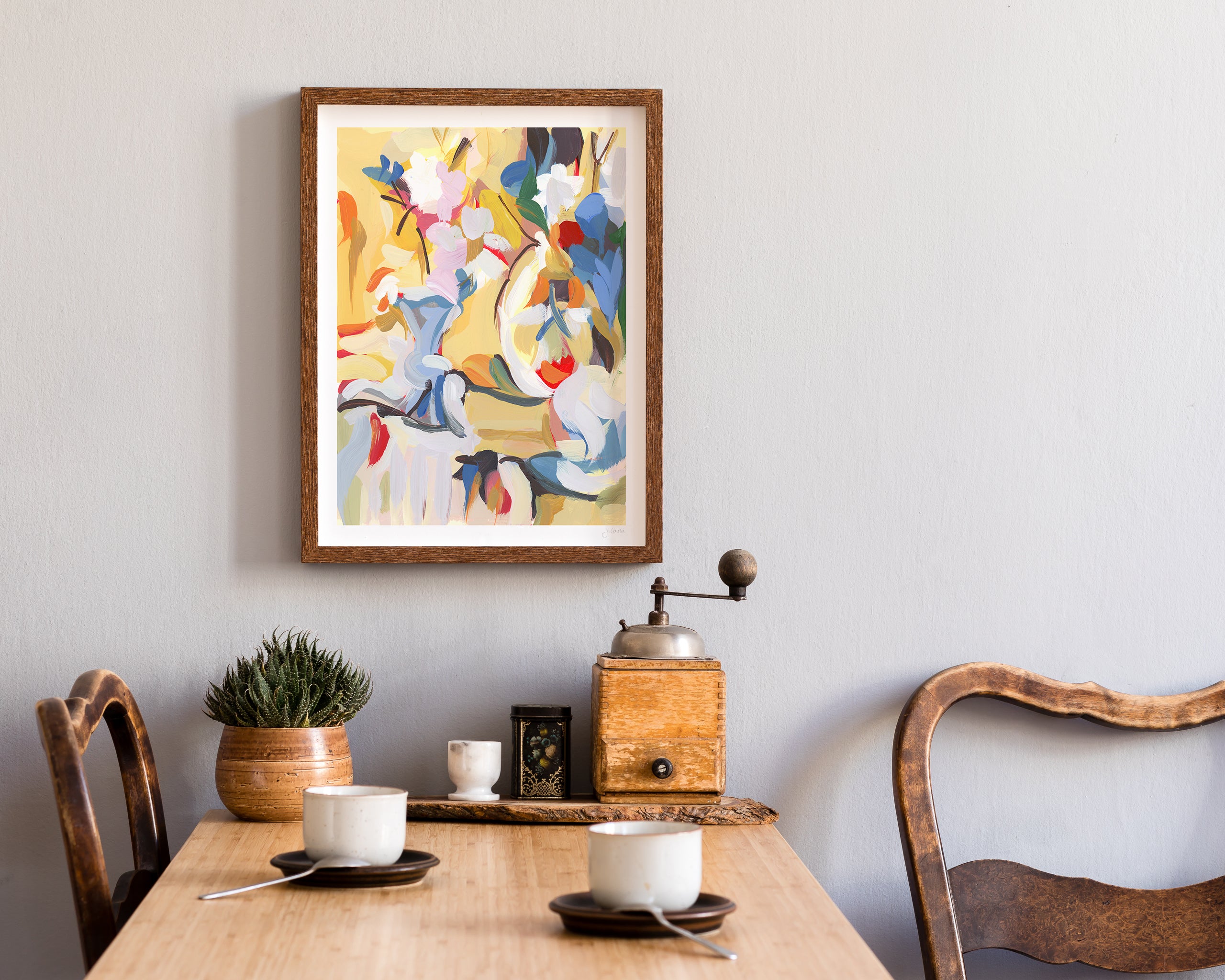 Floral Still Life in Yellow Print, Still Life no. 05