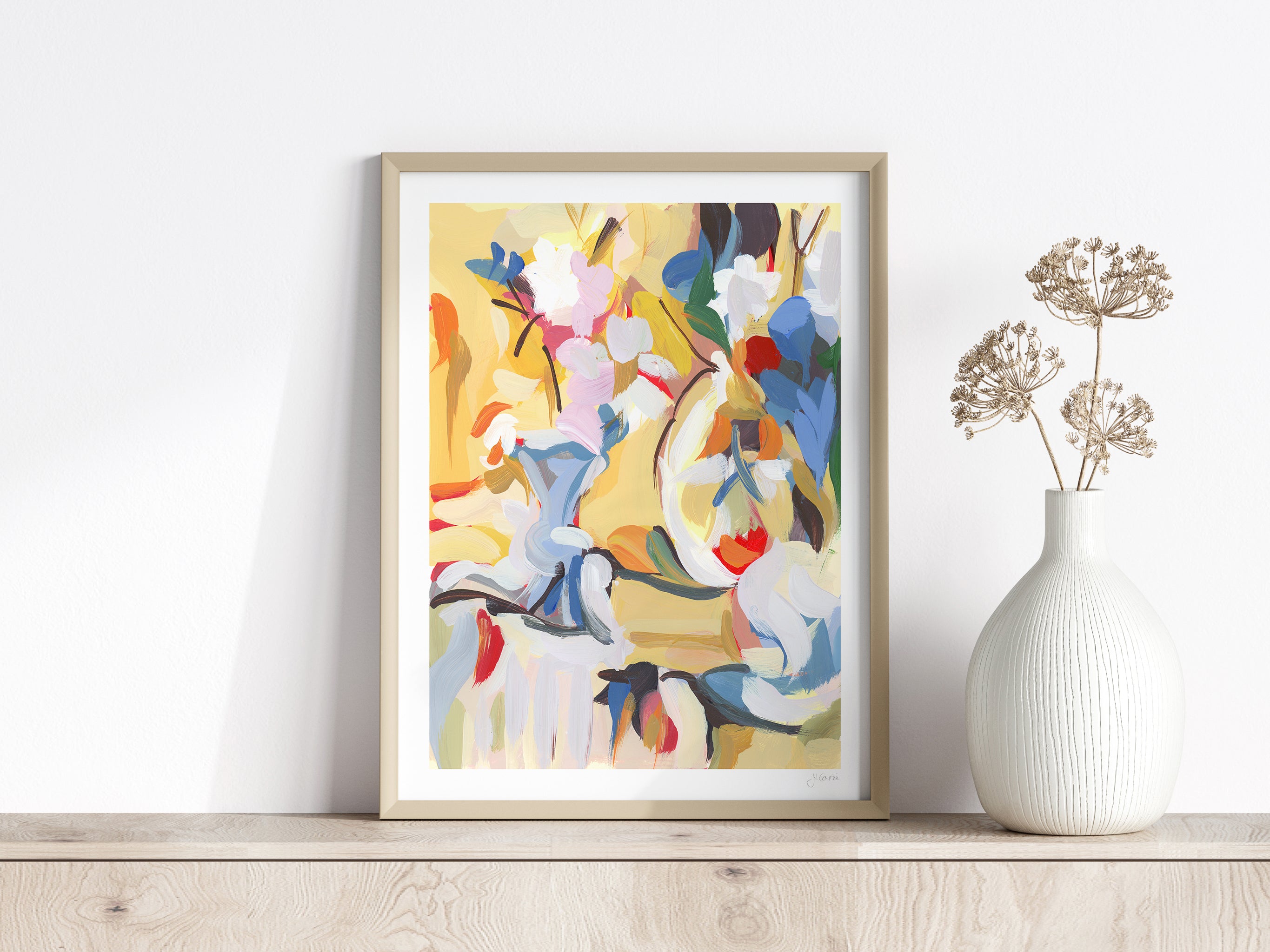Floral Still Life in Yellow Print, Still Life no. 05