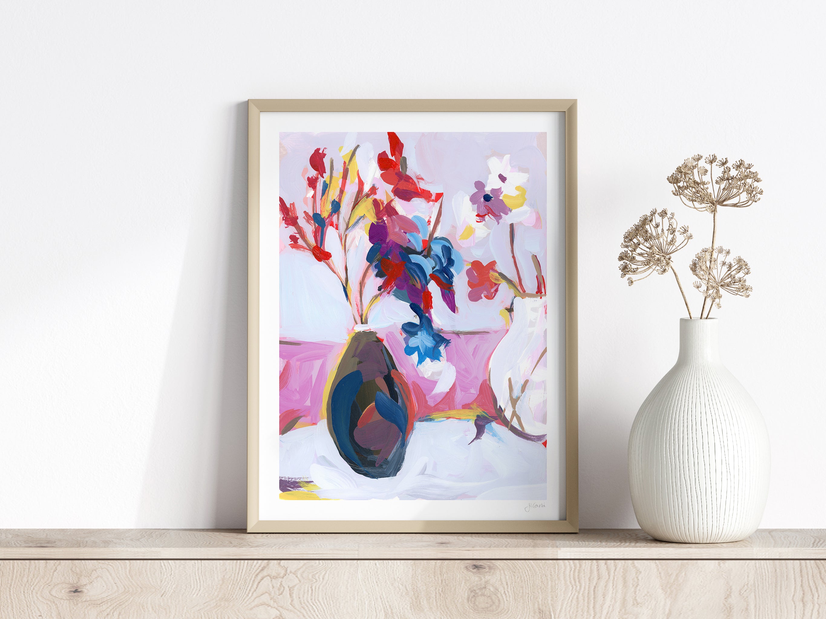 Floral Still Life in Pink Print, Still Life no. 29