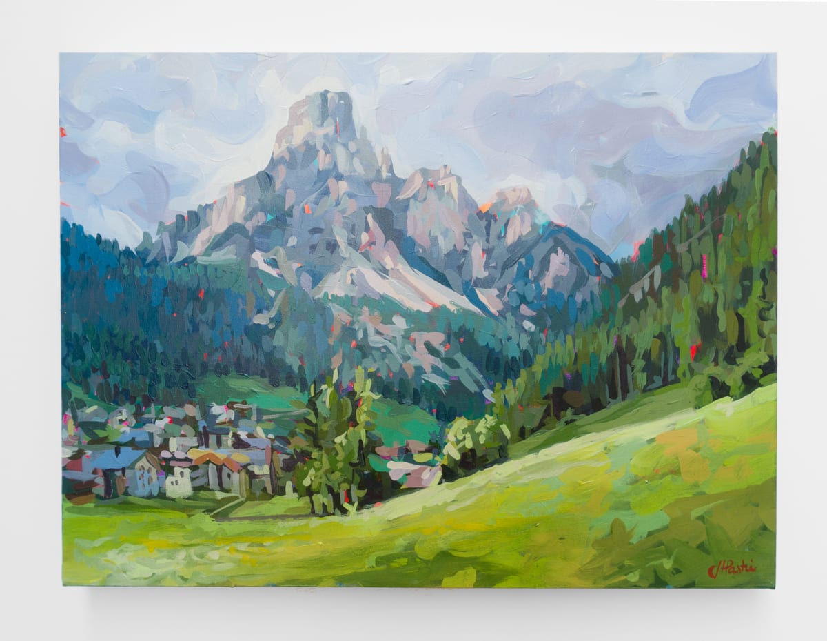 Original Painting of the Italian Dolomite Landscape in the town of Corvara by artist Joanne Hastie