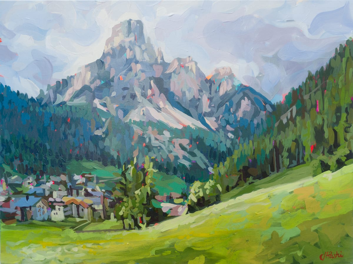 Original Painting of the Italian Dolomite Landscape in the town of Corvara by artist Joanne Hastie