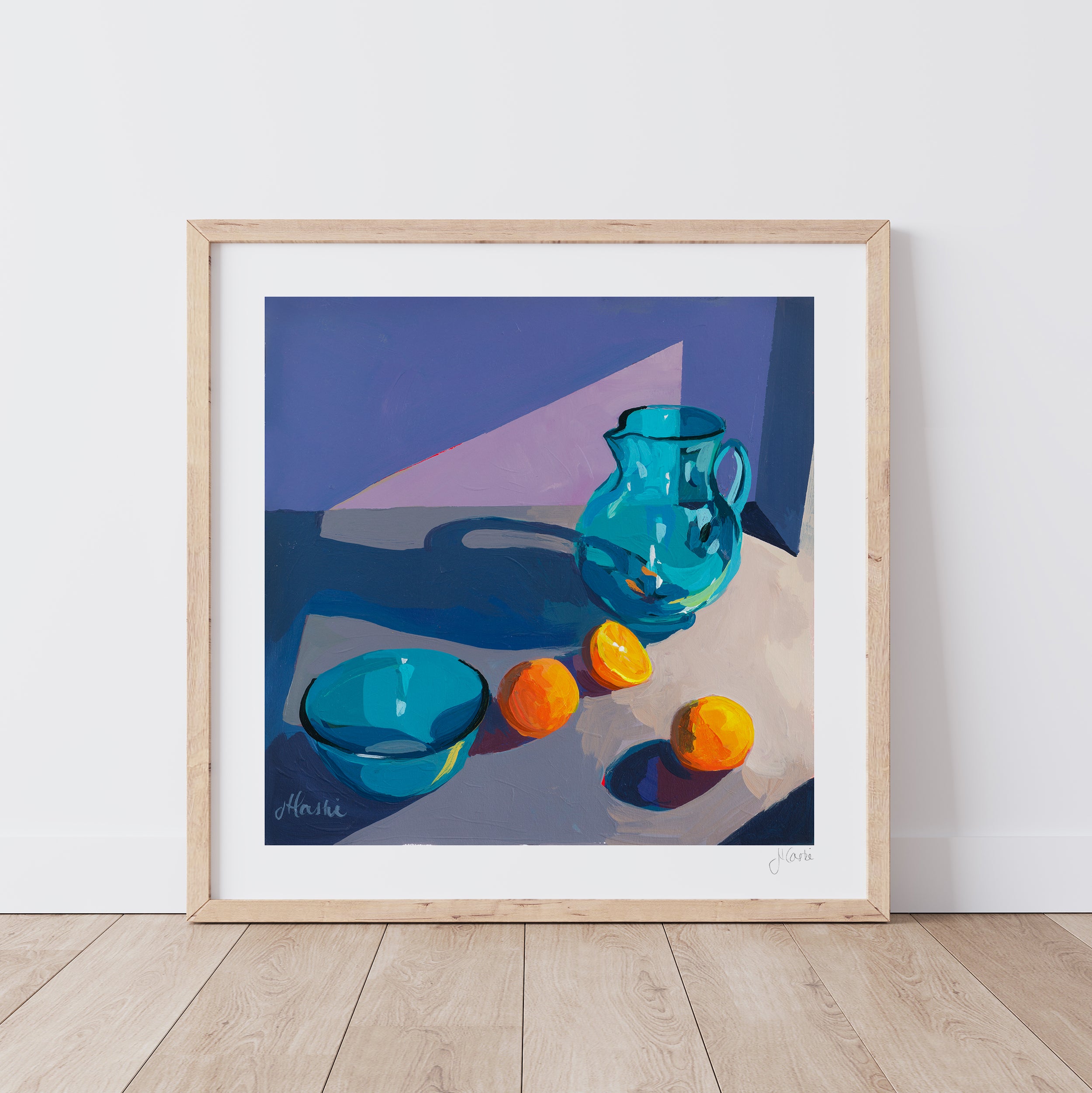 Blue Pitcher with Oranges no. 01 Print
