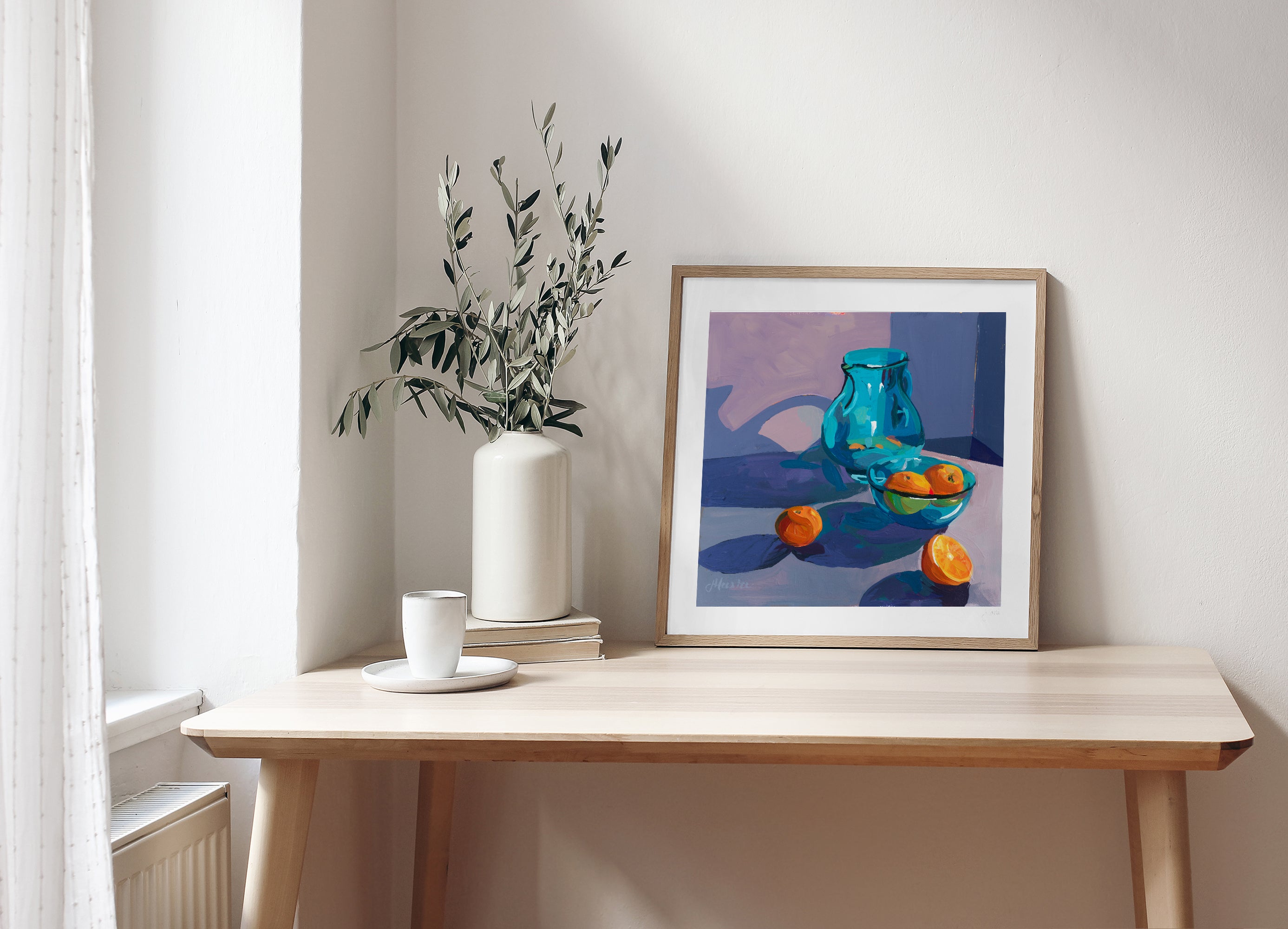 Blue Pitcher with Oranges no. 02 Print