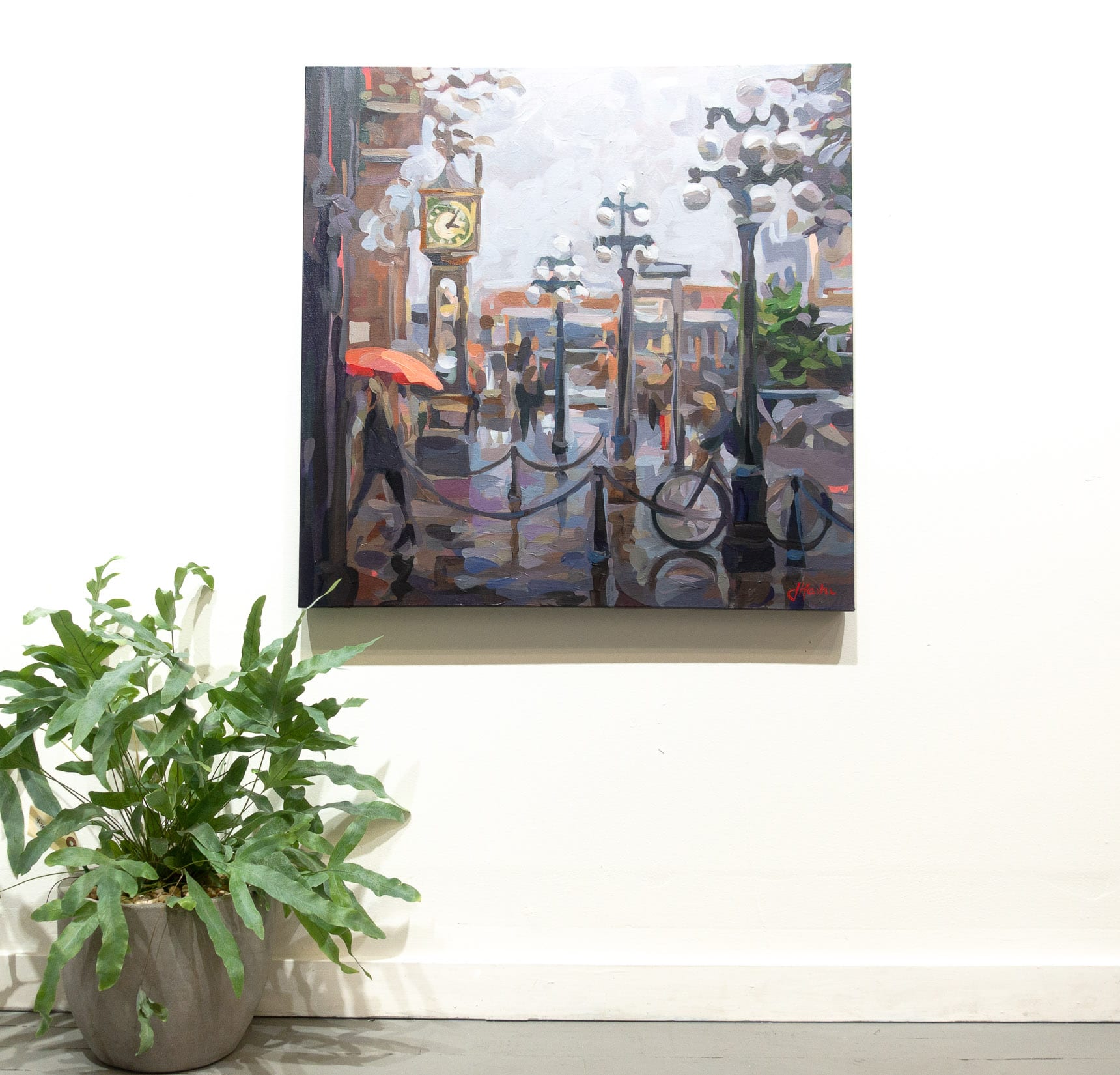 Painting of the Gastown Steamclock by Vancouver artist Joanne Hastie